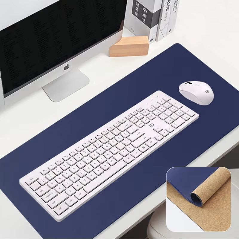 XXL Mouse Pad Eco Cork Desk Pad Large Mouse Mat Non-Slip with Stitched Edges Leather Desk Mat Computer Keyboard Mouse Pad