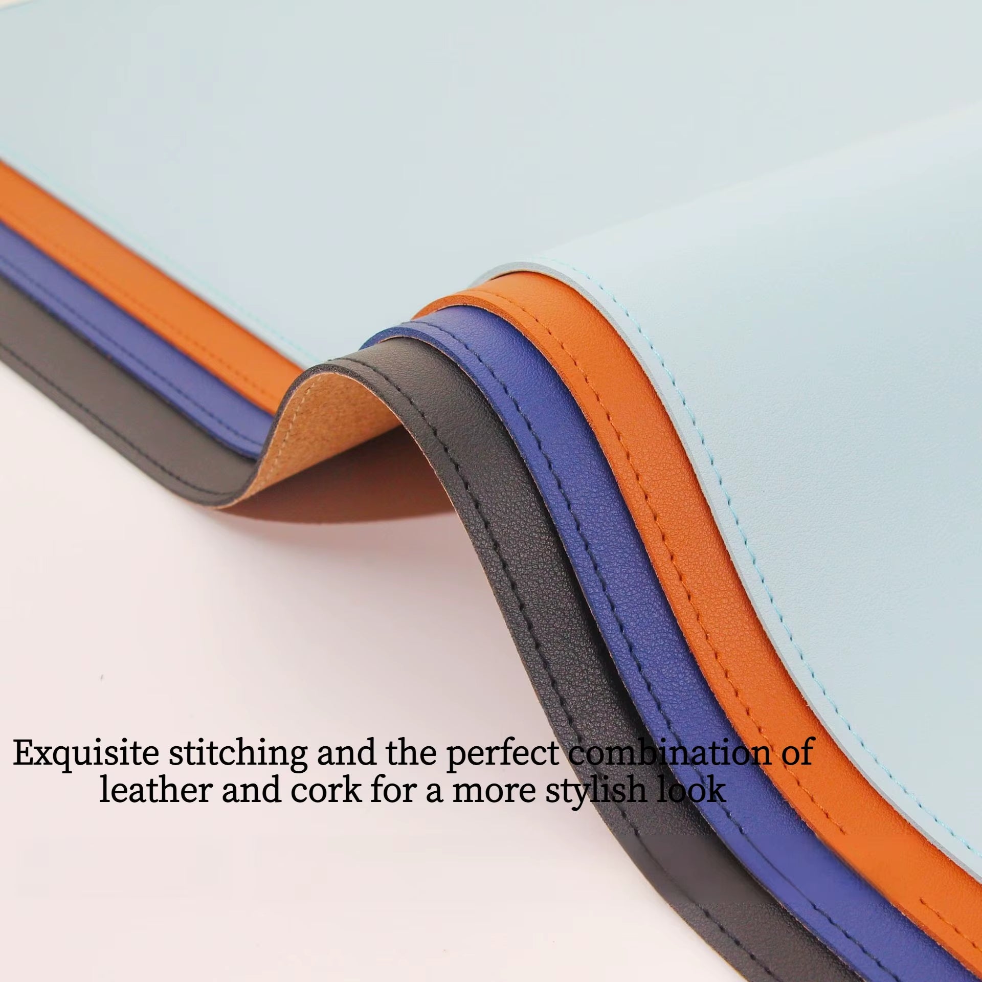 XXL Mouse Pad Eco Cork Desk Pad Large Mouse Mat Non-Slip with Stitched Edges Leather Desk Mat Computer Keyboard Mouse Pad