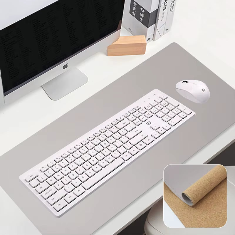 XXL Mouse Pad Eco Cork Desk Pad Large Mouse Mat Non-Slip with Stitched Edges Leather Desk Mat Computer Keyboard Mouse Pad