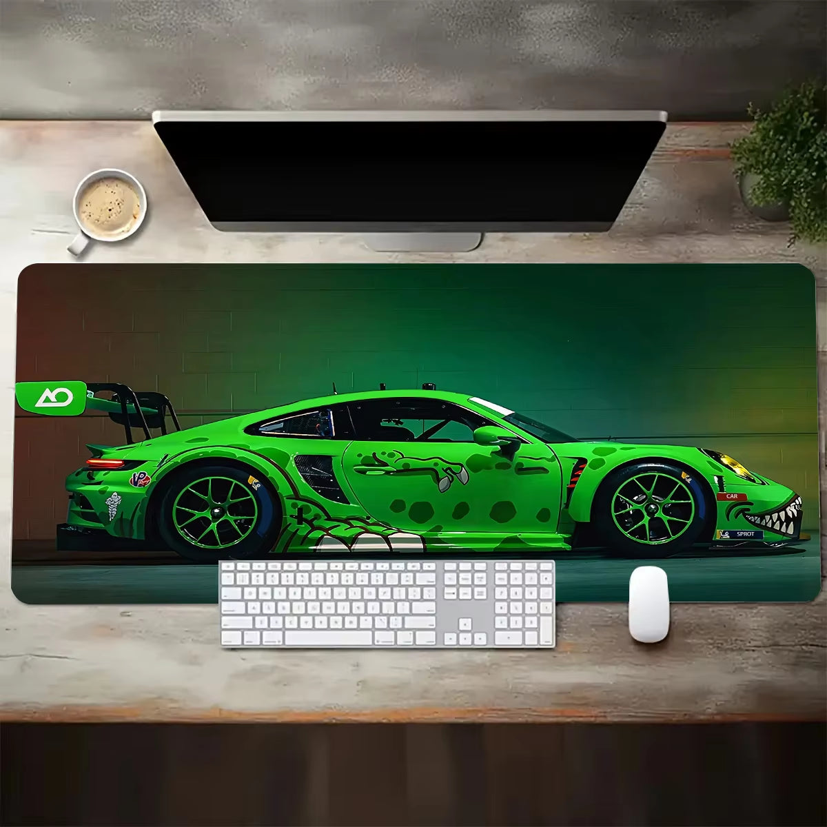 High Printed Car Pattern Game Mouse Pad , Anti-Slip Rubber Base Extended Desk Mat for Gamer Office Use Computer Accessories