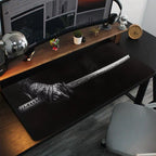 Samurai Sword Mouse Pad Large Mousemat Computer Gamer Office Stitched Edge Keyboard Desk Mat Washable Non-Slip