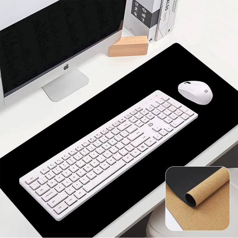 XXL Mouse Pad Eco Cork Desk Pad Large Mouse Mat Non-Slip with Stitched Edges Leather Desk Mat Computer Keyboard Mouse Pad