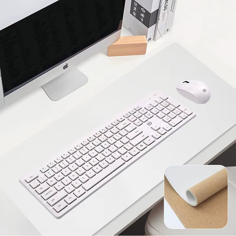 XXL Mouse Pad Eco Cork Desk Pad Large Mouse Mat Non-Slip with Stitched Edges Leather Desk Mat Computer Keyboard Mouse Pad